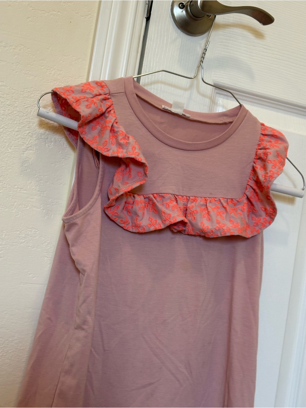 J. Crew Girls' Dusty Rose Tank with Coral Ruffle